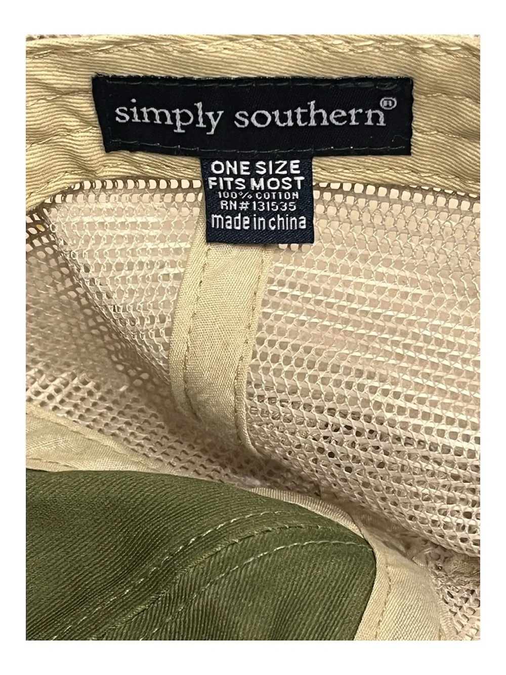 Simply Southern Olive 'Boy Mom' Distressed Trucker Hat